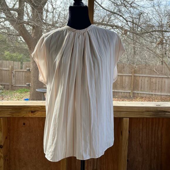Joie Women's Cream And Brown Striped Blouse Size L. NEW - Picture 1 of 10